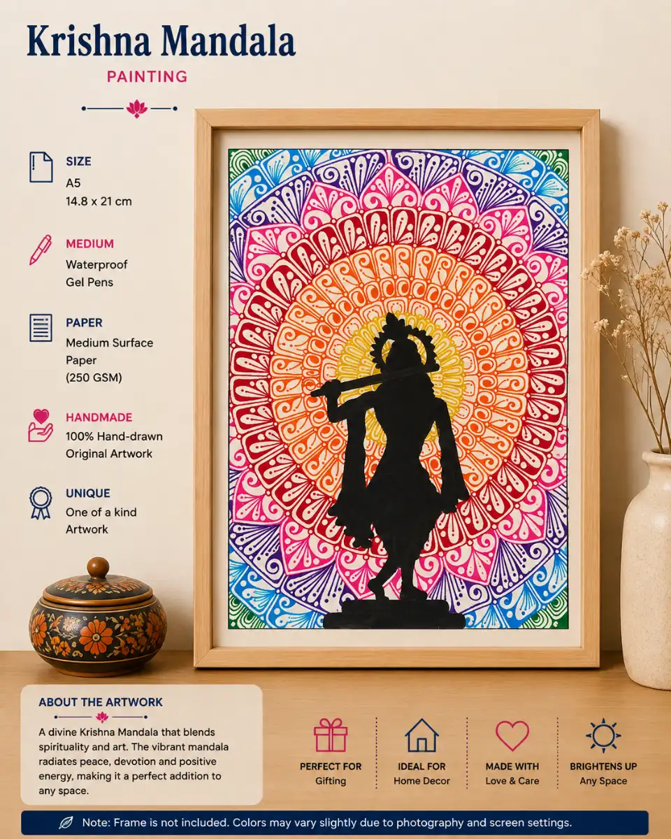 Colourful Krishna Mandala (Unframed)