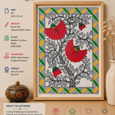 Floral Madhubani (Unframed)