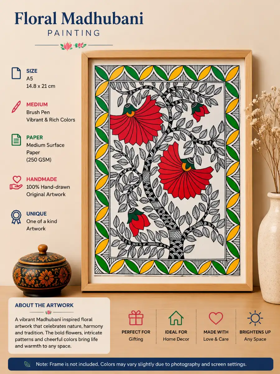 Floral Madhubani (Unframed)