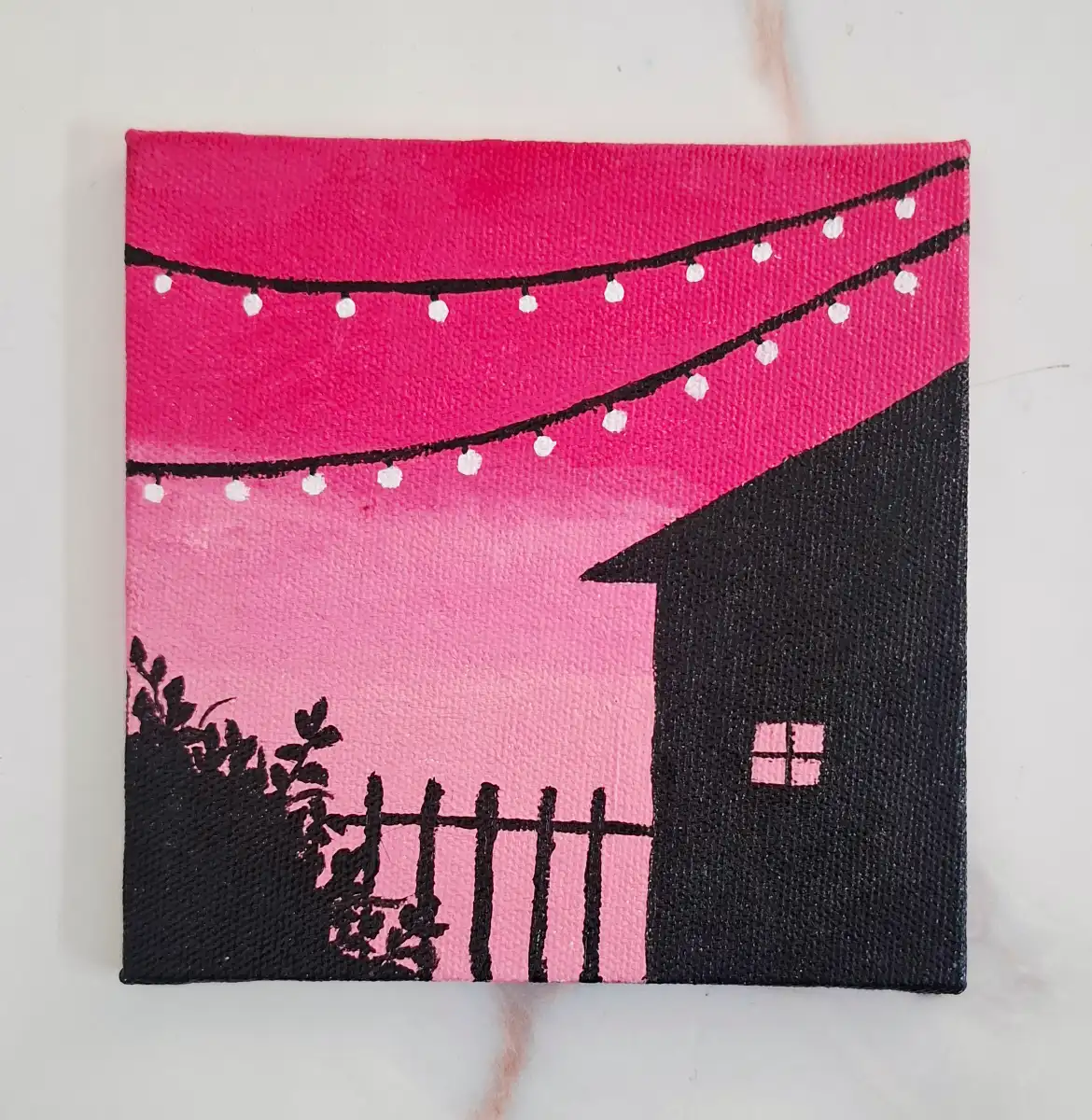 Pink Sunset Mini Canvas Painting
