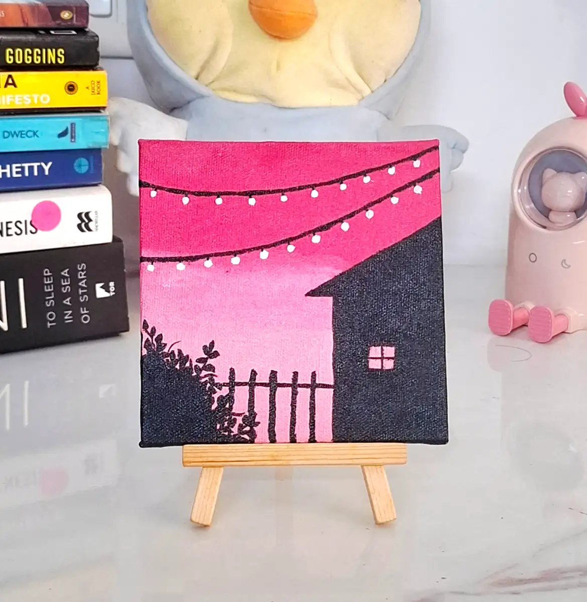 Pink Sunset Mini Canvas Painting