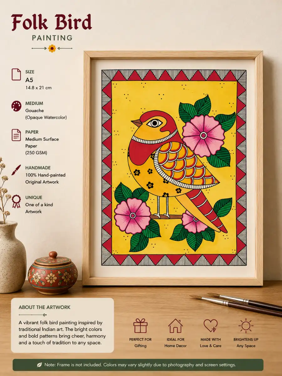 Bird Madubani Painting (Unframed)