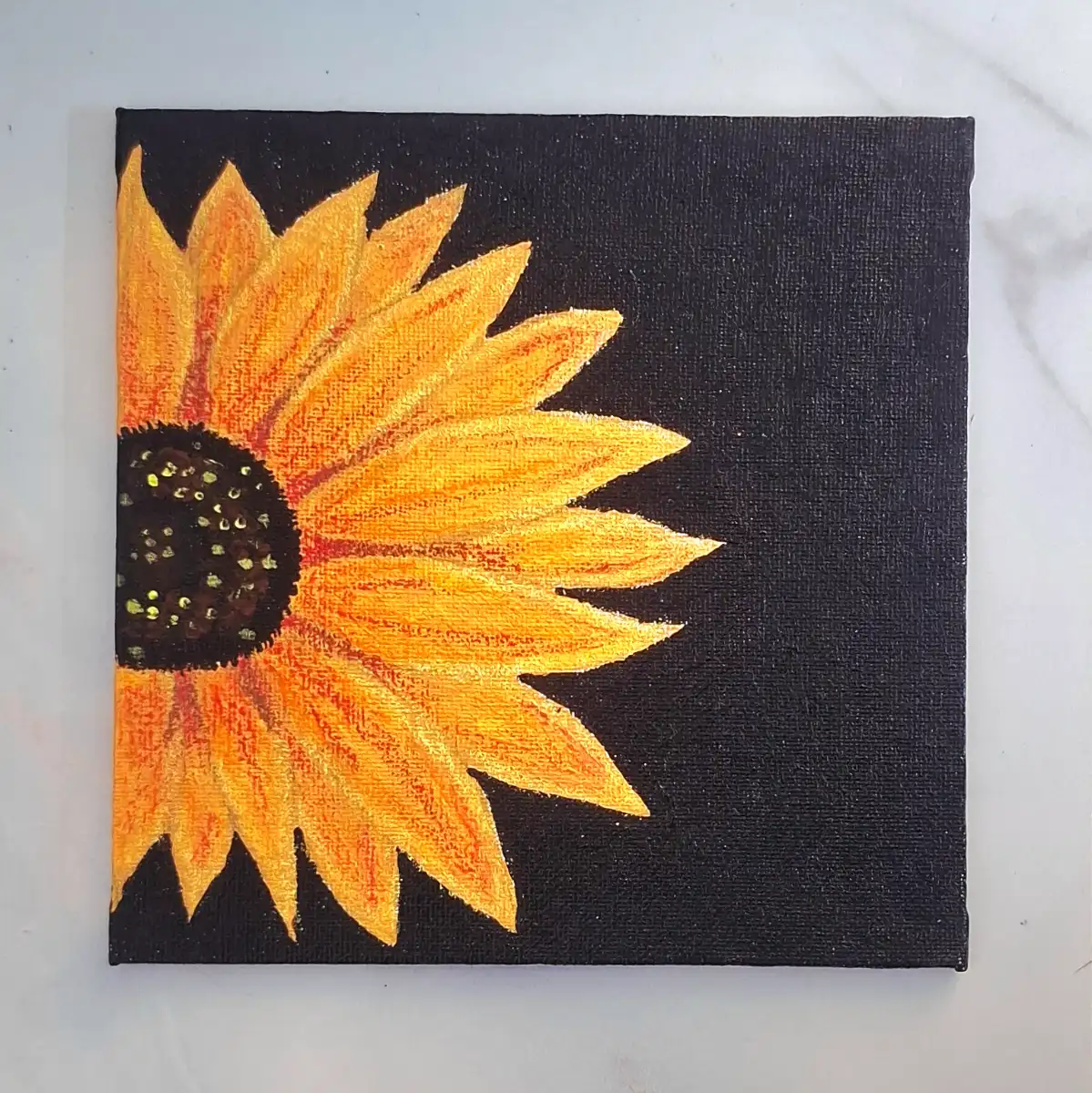 Sunflower Black Background Greek Mythology Original Acrylic Art with Easel