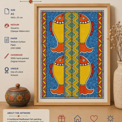 Fish Madhubani (Unframed)