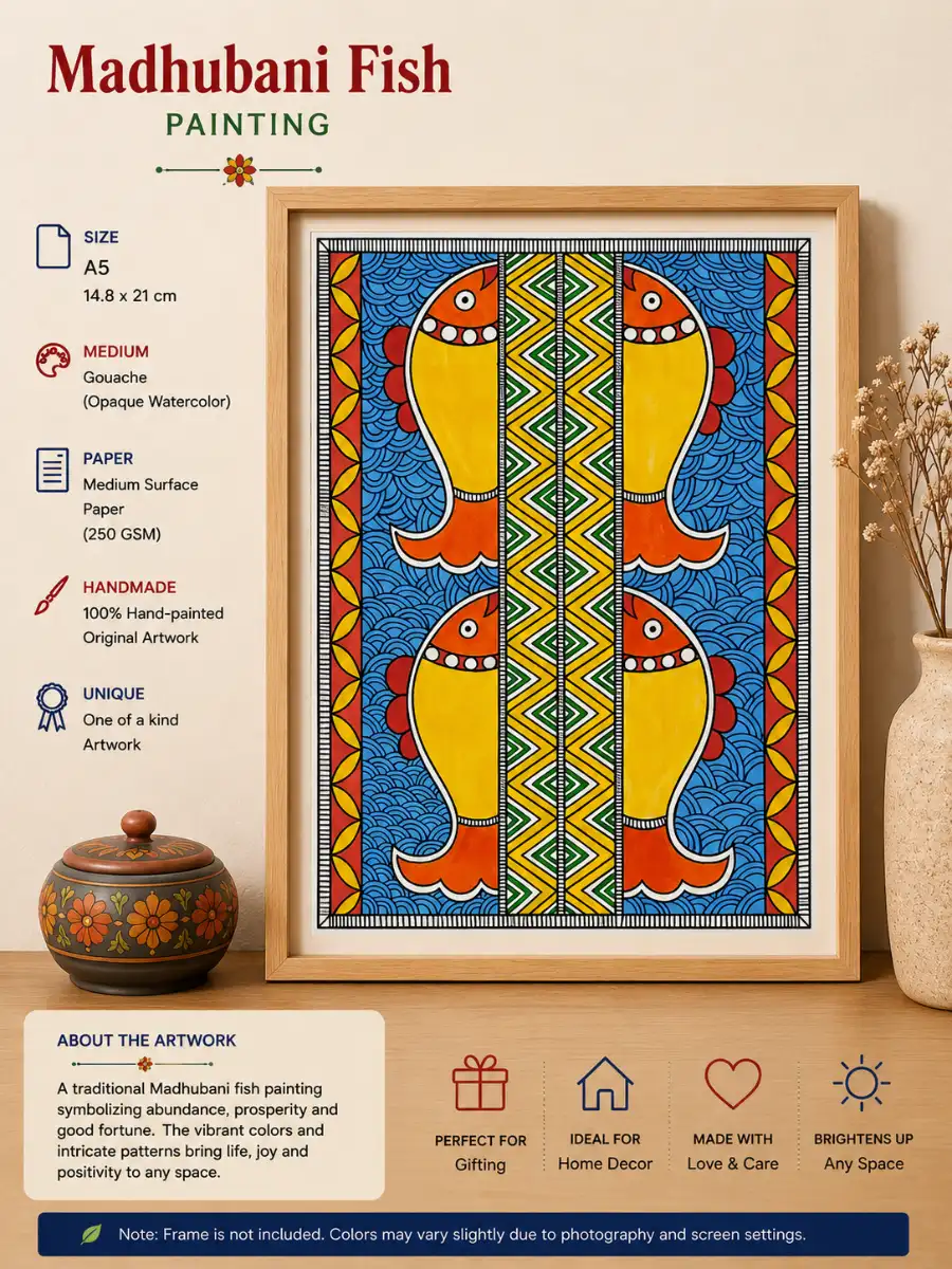 Fish Madhubani (Unframed)