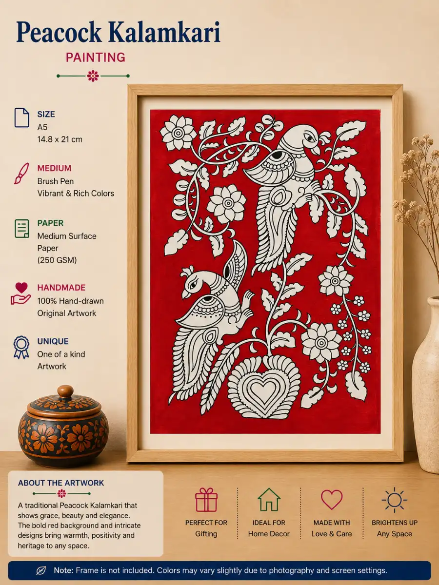 Peacock Kalamkari (Unframed)