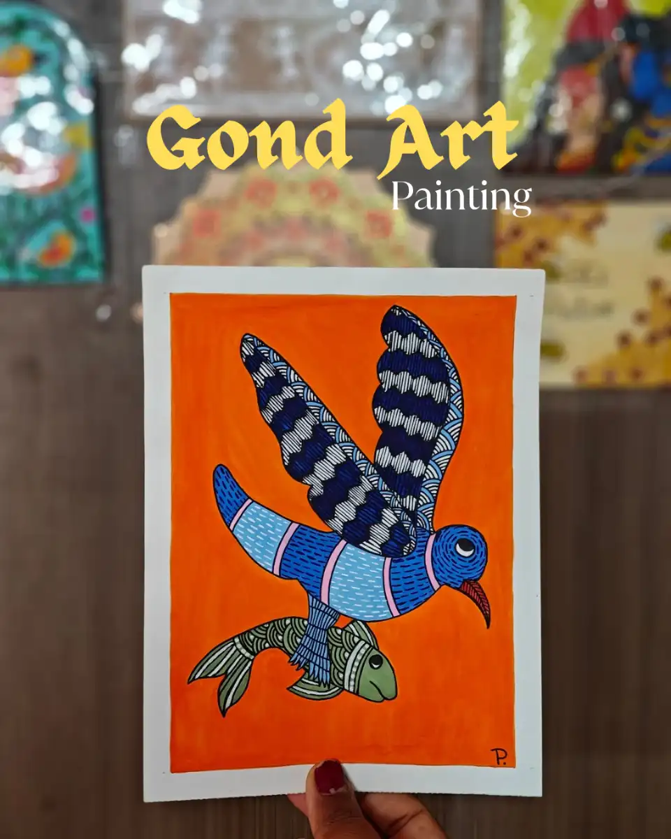 Gond Art Bird and Fish