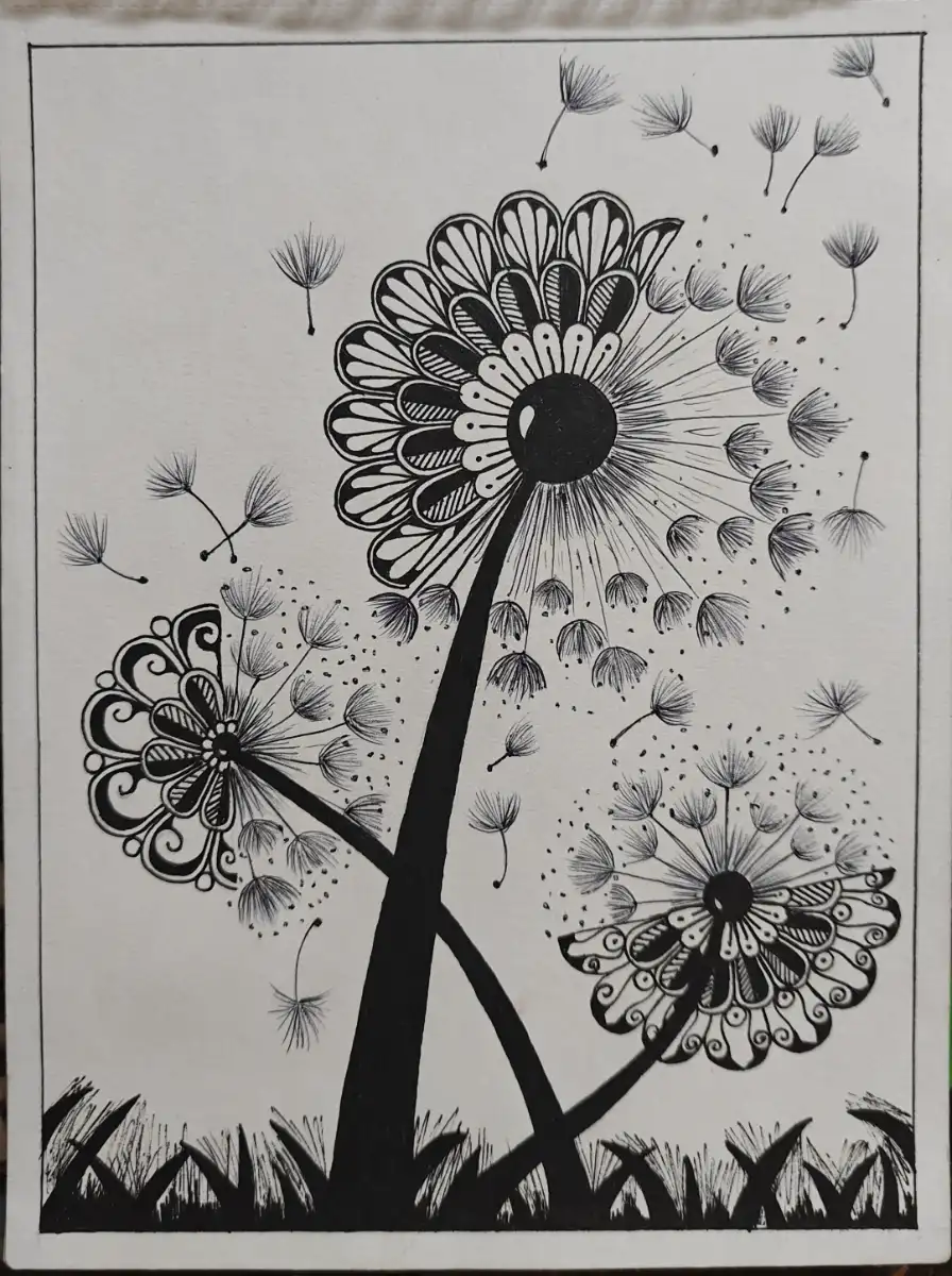 Dandelion Inspired Floral Mandala (Unframed)