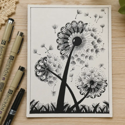 Dandelion Inspired Floral Mandala (Unframed)