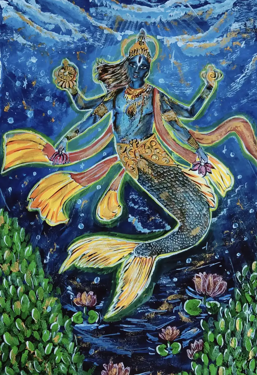 Matsya Avataram – Hand-painted Artwork