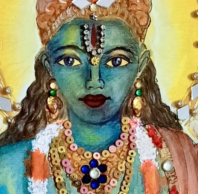 Kurma avatar - hand painted Devotional with beads