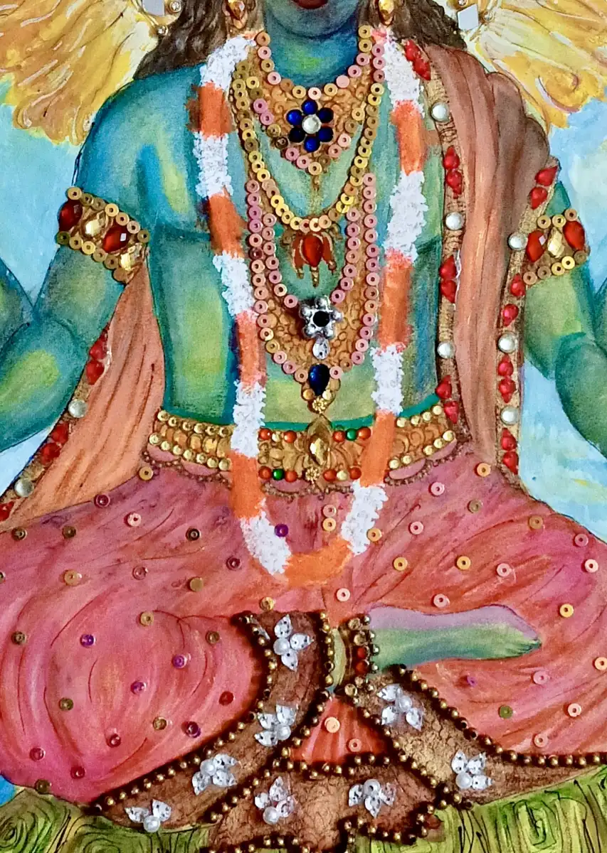 Kurma avatar - hand painted Devotional with beads
