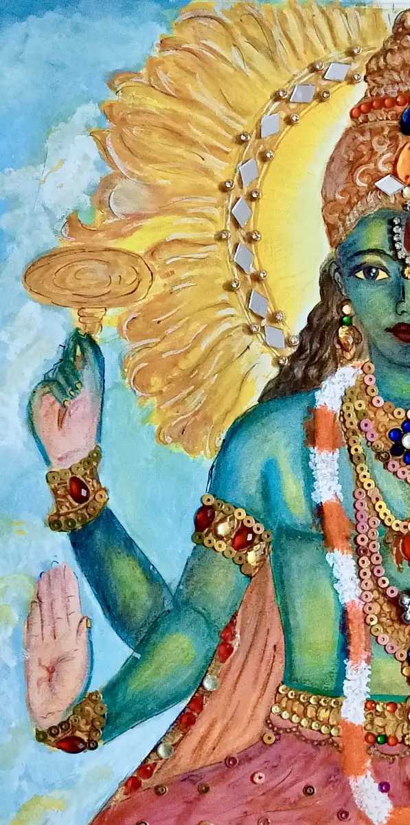 Kurma avatar - hand painted Devotional with beads