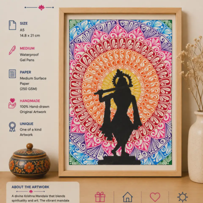 Colourful Krishna Mandala (Unframed)