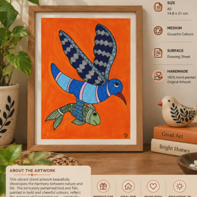 Gond Art Bird and Fish